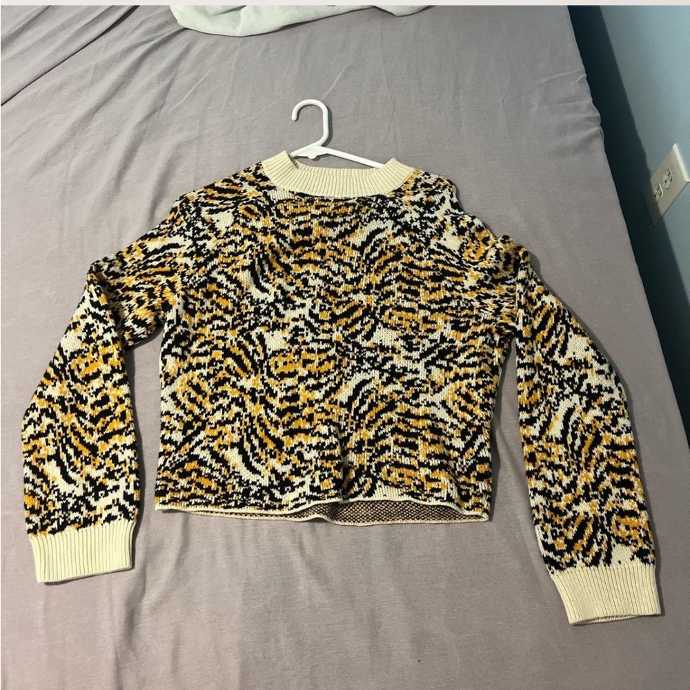 Patterned Sweater in Black, Yellow, and Cream